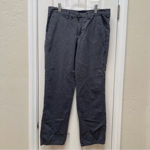 Men’s Hurley Grey Pinstripe Flat Front Twill Pants • Stash Pockets • Skater Punk